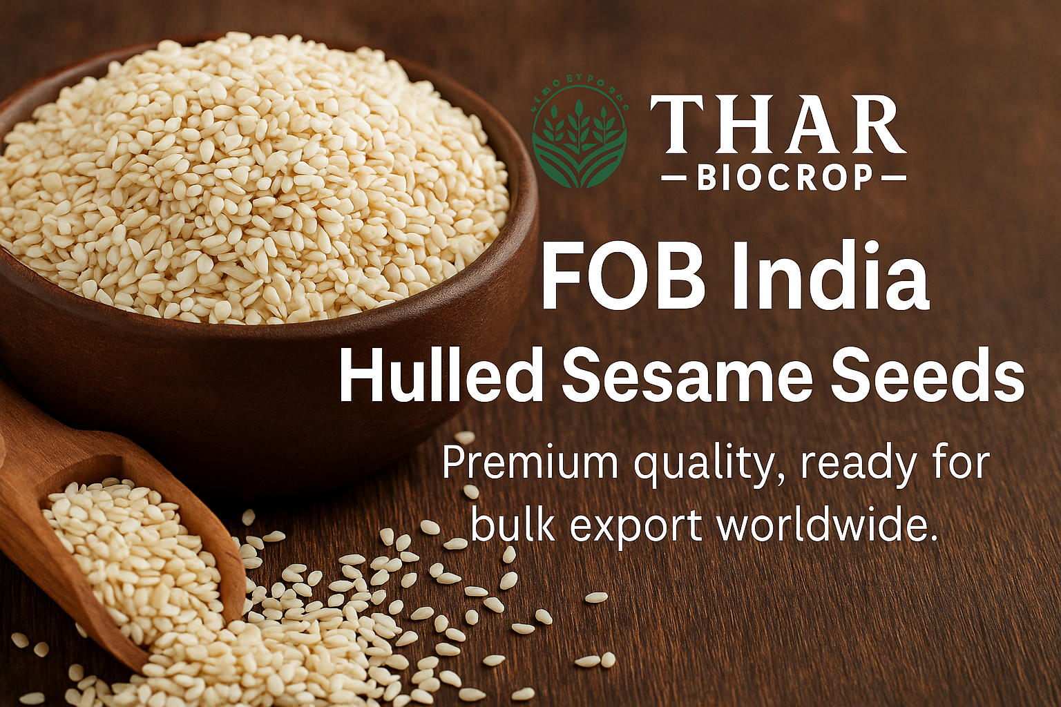 You are currently viewing Import Hulled Sesame Seeds | FOB India | Reliable Export Quality by Thar BioCrop