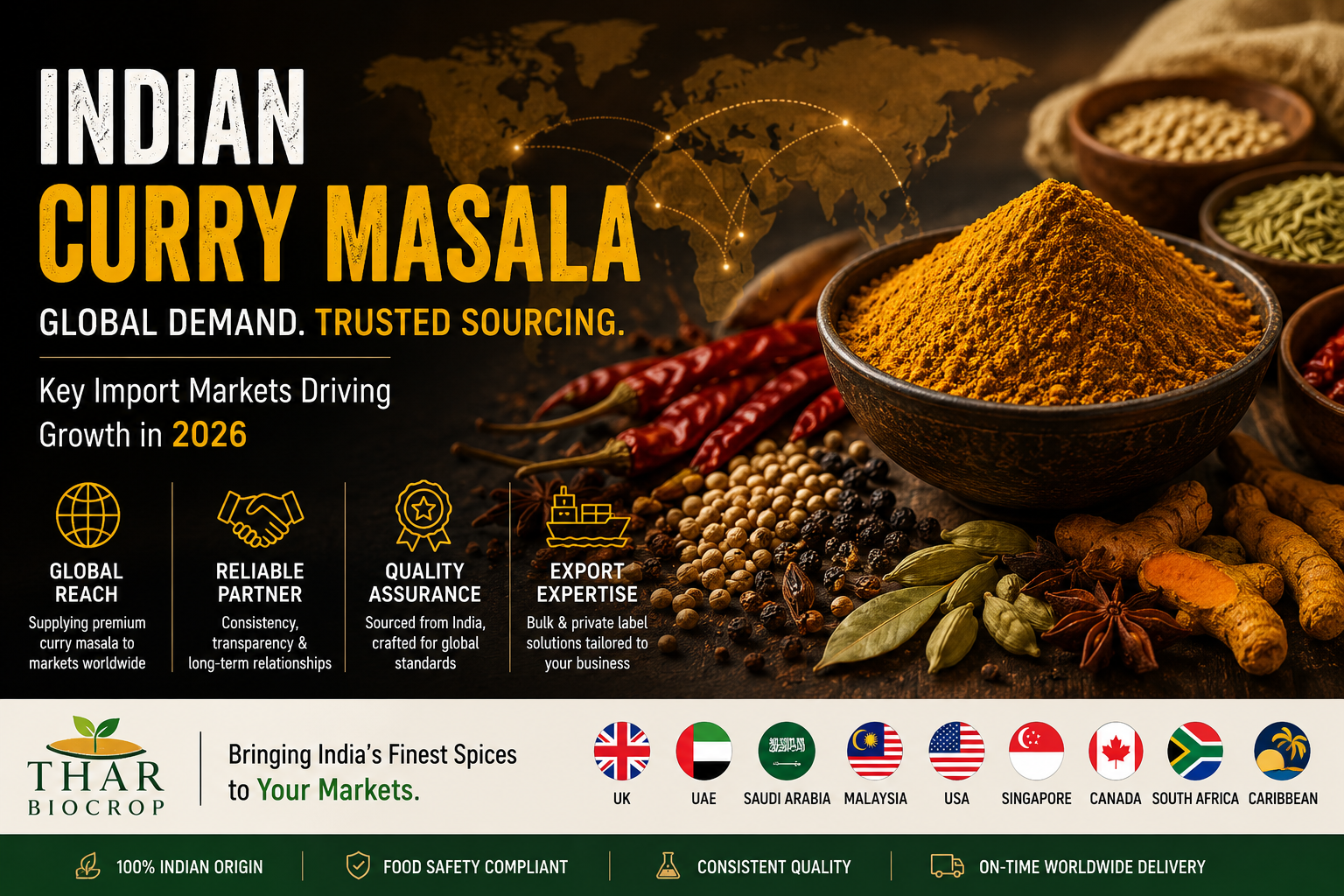 You are currently viewing Global Demand for Indian Curry Masala: Key Import Markets and Sourcing Trends in 2026