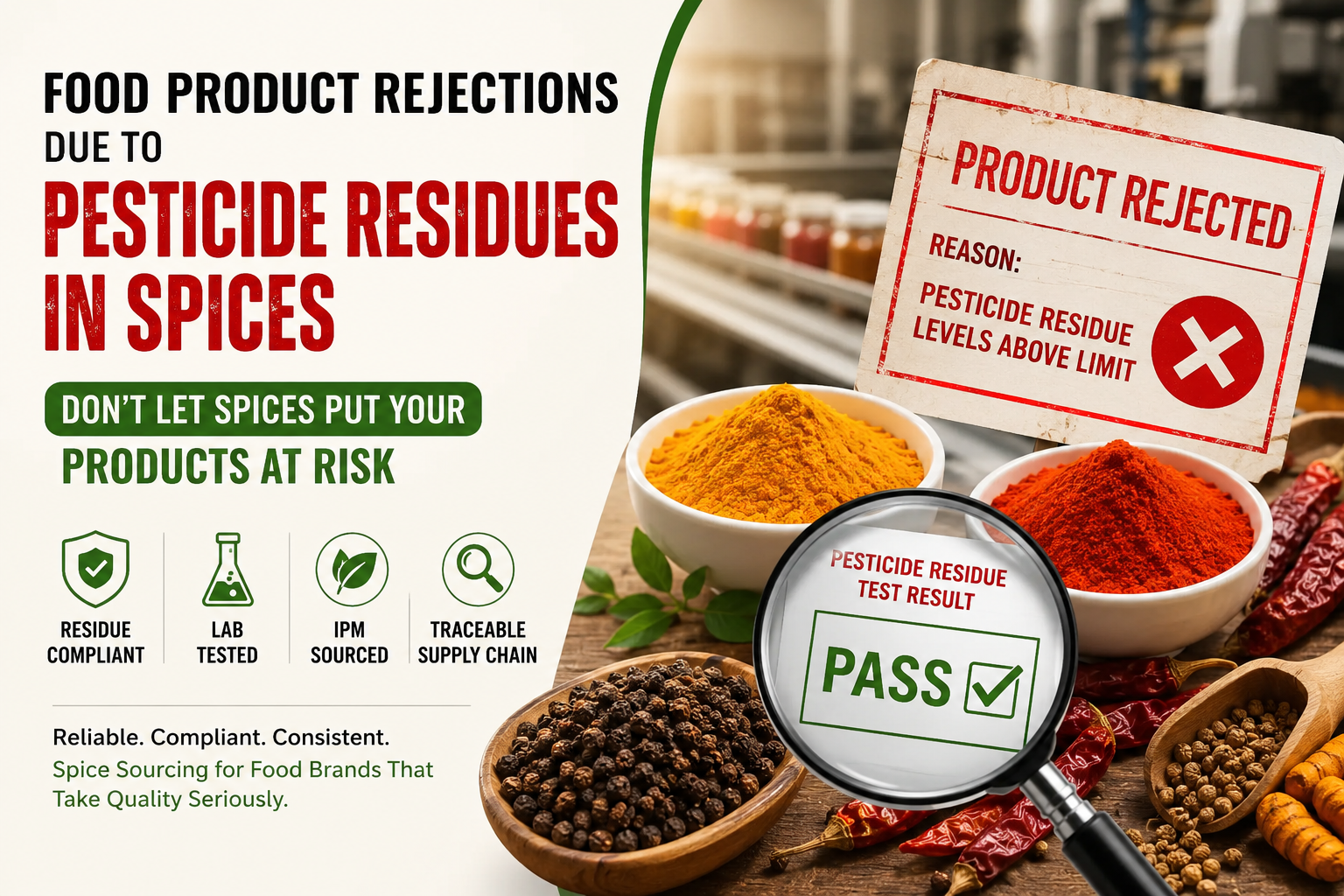 You are currently viewing Food Product Rejections Due to Pesticide Residues in Spices Are Becoming a Serious Challenge for Food Brands in India